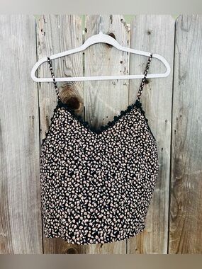 Floral Lace-Trim Cami Top